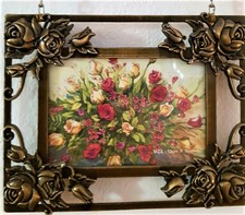 Glasmalerei 3 Wandbilder an Ketten hängend im klassischem Metallrahmen