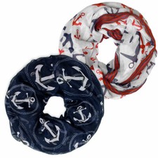 Loop schal mit Anker motiv Maritim Schiff Meer Schlauchschal Halstuch blau weiß