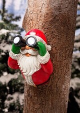 Baumdeko Weihnachtsmann mit LED Baumgesicht lustig originell outdoor Deko witzig