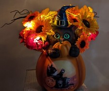 Bradford Exchange kayomi HARAI weiße Katze Always in Bloom Halloween Mittelstück