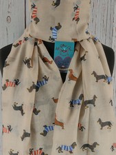 Dapper Dackel creme rot blau braun Geschenk Schal