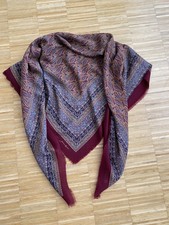 Wolltuch Jacard Schal Carre Jerome Leplat ca 138x 135 cm Paisley Muster Bordeaux