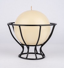 Kerzenkorb aus Metall mit großer Rundkerze Kerzenhalter Kerzenständer neuwertig