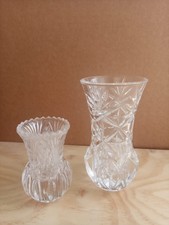 2 schöne kleine Vasen Kristallglas Glas geschliffen klar Vintage 60er 70er