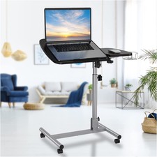 Tragbarer Tischverstelltischständer Schlafsofa silber + dunkle Holzmaserung