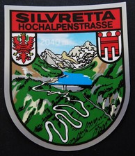 Souvenir-Aufkleber Silvretta Hochalpenstraße Österreich Tirol Caravan Oldtimer 