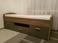 Bett mit Matratze&Lattenrost ☆90x200☆Sonoma Eiche Nachbildung/grau matt ☆wie NEU