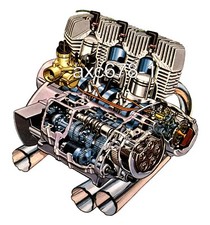 Kawasaki 500 Mach III Motor - Bild Schnittzeichnung