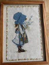 Stickbild Vintage Sarah Kay Kreuzstich im Holzrahmen 