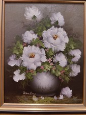 Antiquität Ölbild Ölgemälde Domberg Blumen in Vase Prunk Stillleben Bild