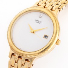 CITIZEN DIAMOND 18K-GOLD-PL CLASSIC Kal.4710 LUXURY DATE HERREN UHR -SERVICE NEU