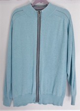 modische Strickjacke von Fellows League of Legends, türkis mit braun abgesetzt