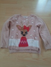 Pulli Pullover Strickpulli H&M rosa Reh Mädchen Girl, Gr. 110/116
