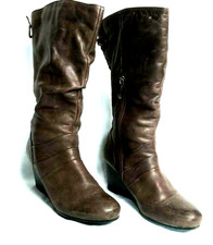 5TH AVENUE Keilabsatz Echtleder Winter Damenstiefel braun Fell warm Gr. 40 Top