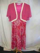 Damen Kleid LIBELULA Größe 38, rosa strukturiert Top, Kontrast Rock, Reine Seide 2145