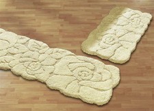 Bettumrandung 3-teilig creme Rose Teppichboden Umrandung Bett Schlafzimmer