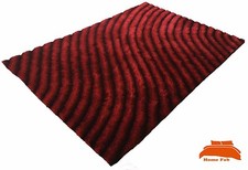 NEU Luxus Dick Flor Teppich Modernes Wellen Design Super Soft schwarz/rot