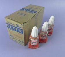 Original c1950s Box & 3 ungeöffnete Flaschen spillpruf aber natürlich Nagellack