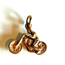 Motorrad Speedway Charm Anhänger 9ct Gold Trail Bike Scrambler Rennen Retro