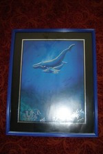 BILD mit Bilderrahmen - blau gerahmt - Wale - Unterwasser - Folienarbeit - Alu
