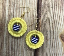 Handarbeit Häkel Ohrring Schmuck Mode Trend Sommer Unikat süß klein gelb