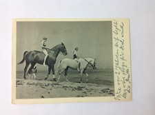AK Kleinformat Deutsches Reich Strand Pferd Mädchen WK 2 Feldpost gelaufen 1940
