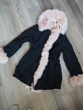 Roiii Damen Luxus Winter Kunstpelz Mantel Jacke mit XXL Kapuze Gr XL 42 Parka