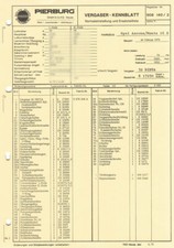 Datenblatt Einstelldaten Solex 32 DIDTA Vergaser Opel Ascona Manta 16S 9276008A