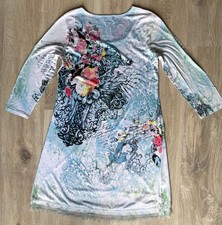 Kleid Long Shirt weiß türkis aqua grün Pink Gelb schwarz Strass Gr 38/40 L