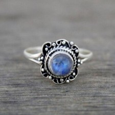 925 Silber Sterling Original Labradorite Ring Runde Form Handmade