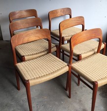 6 x Niels O. Møller No. 75 Klassiker Danish design Moeller Teak Full Set 70er