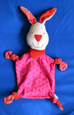 Handmade by Kara Schmusetuch ? HASE ?  rot & Frottee-Kopf TOP unbeschmust