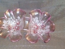 Glasschale mit Blumenmotiv, klar, rose