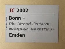 Zuglaufschild IC 2002 Bonn - Köln - Düsseldorf - Münster - Emden