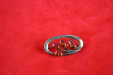 Wunderschöne Brosche Bernstein 835er Silber mit Stempel