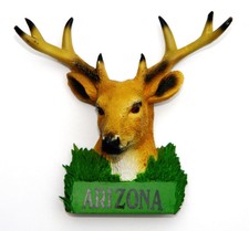Kühlschrankmagnet groß 3d Souvenir Arizona USA MULE DEER BUCK STAG HEAD 1998 Gummi