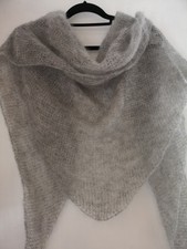 ?️Damen Schal Mohair/Seide Stola Grau Dreieckstuch