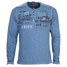 Camp David Henley-Langarmshirt im Used Look blue grey CG2207-3774-21 