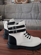Damen Stiefeletten Creme & Schwarz  38-39 Groß