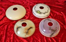 4 Stück verschiedene antike Lampenschirme, Ersatzgläser, von innen dekoriert