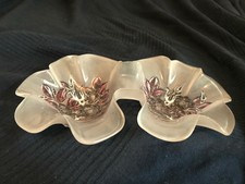 Duo-Servierschale aus Glas mit schönem Blumenmuster Neuwertig 