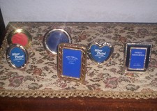 6 Mini Bilderrahmen Metall Silver Plated Rund Oval Standfuss Samt 80er Lieblinge