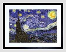 VAN GOGH STARRY NIGHT OLD MASTER BLACK FRAMED ART PRINT B12X2195