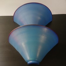  Wandlampe in/out 2 x Halbrund Glashütte Schmitt Lindberg / hellblau/ neuwertig 