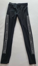 Leggins Damen schwarz totenkopf glitzer Silber  ausgefallen modern