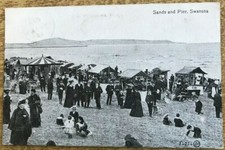 SWANSEA SANDS AND PIER ZELTGESCHÄFTE AM STRAND MORRISTON 1916 KLEINER KREIS STORNIEREN PC