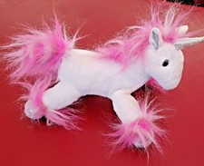 Einhorn Figur, Pferd H:15  cm, Plüschtier, weiß /rosa Kuscheltier Stofftier