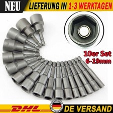 10er Stecknuss Set Nuss Bit Satz Steckschlüssel für Akkuschrauber 6-19mm Bitsatz