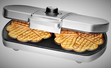 Clatronic WA 3607 Doppelwaffelautomat, Herzchenwaffelautomat, Edelstahleinlage, 