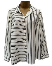 Business Bluse weiß schwarz Shirt Glam Sekretär TOP Lehrer Mistress UK 14 Chic